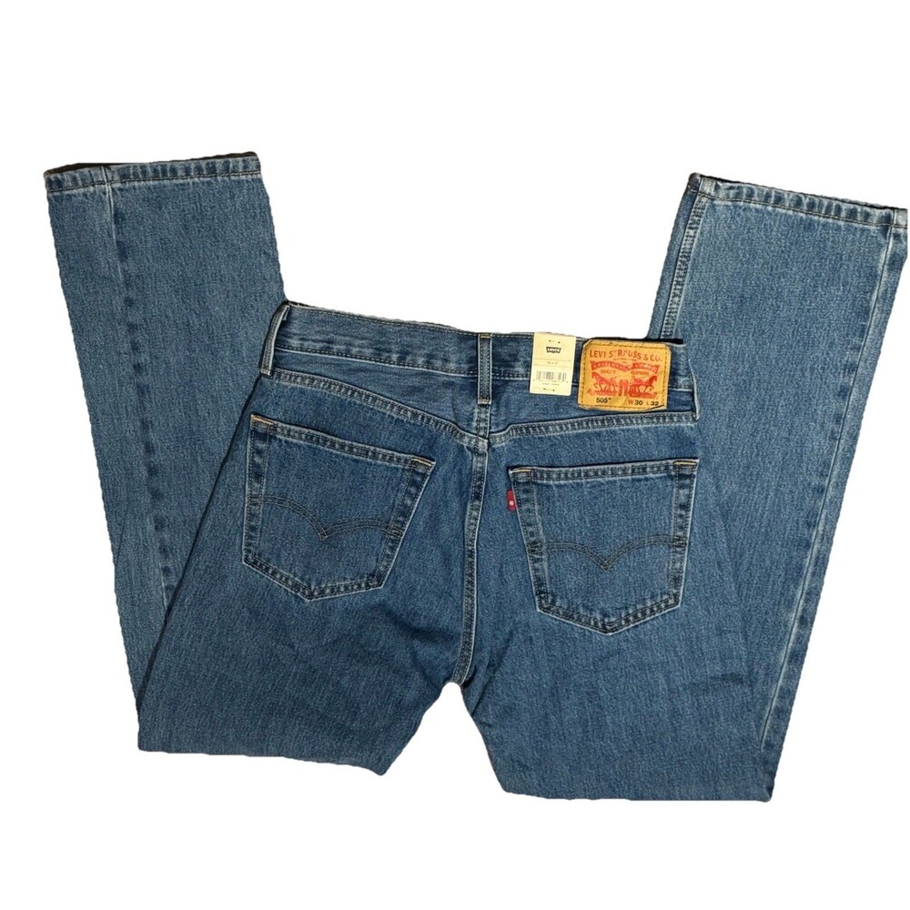 Levi's Men's 505 Mid Rise Regular Fit Straight Leg Full Fit Jeans 30x32 New